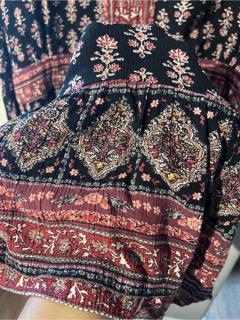 Knox Rose Black Boho Maxi Dress with Red Trim - Picture 8 of 9